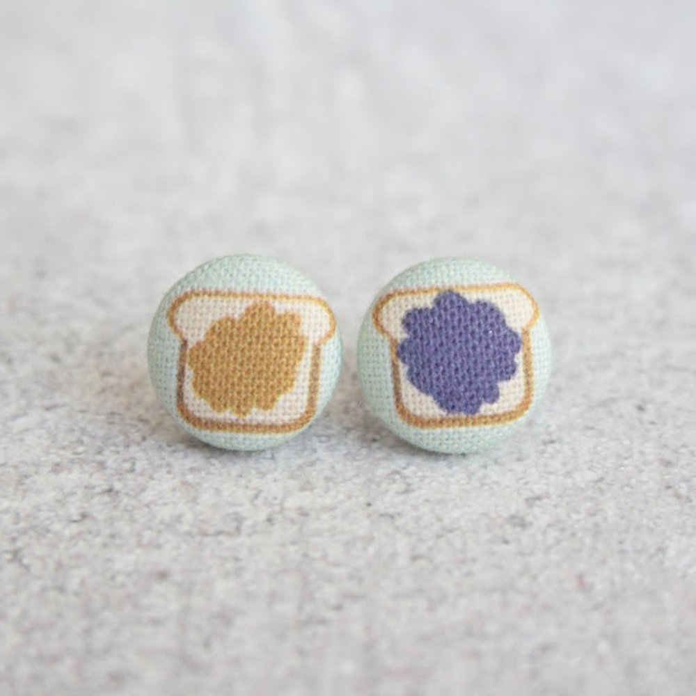 NWT PB&J Fabric Button Earrings
